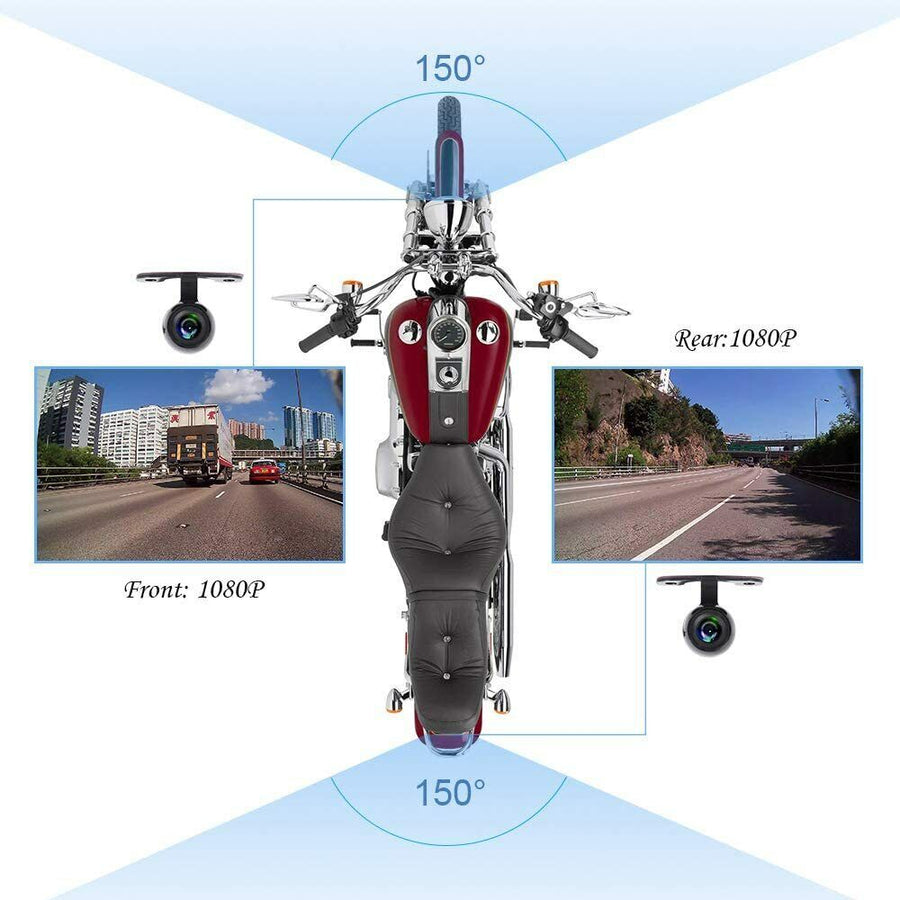 SRP6FUS Waterproof Motorcycle Dual 1080p Camera System with screen – SYKIK