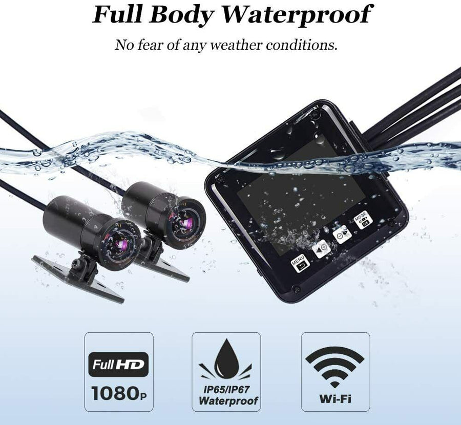 SRP6FUS Waterproof Motorcycle Dual 1080p Camera System with screen – SYKIK